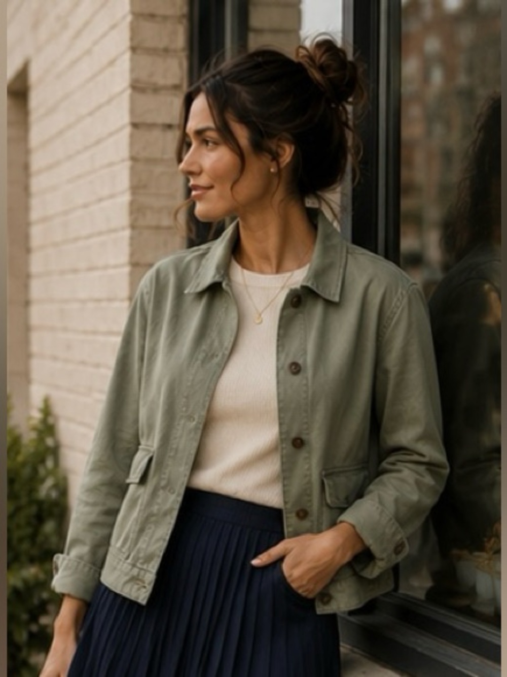 Gap Easy Utility Jacket Laurel Wreath Green Cotton Chore Workwear XS